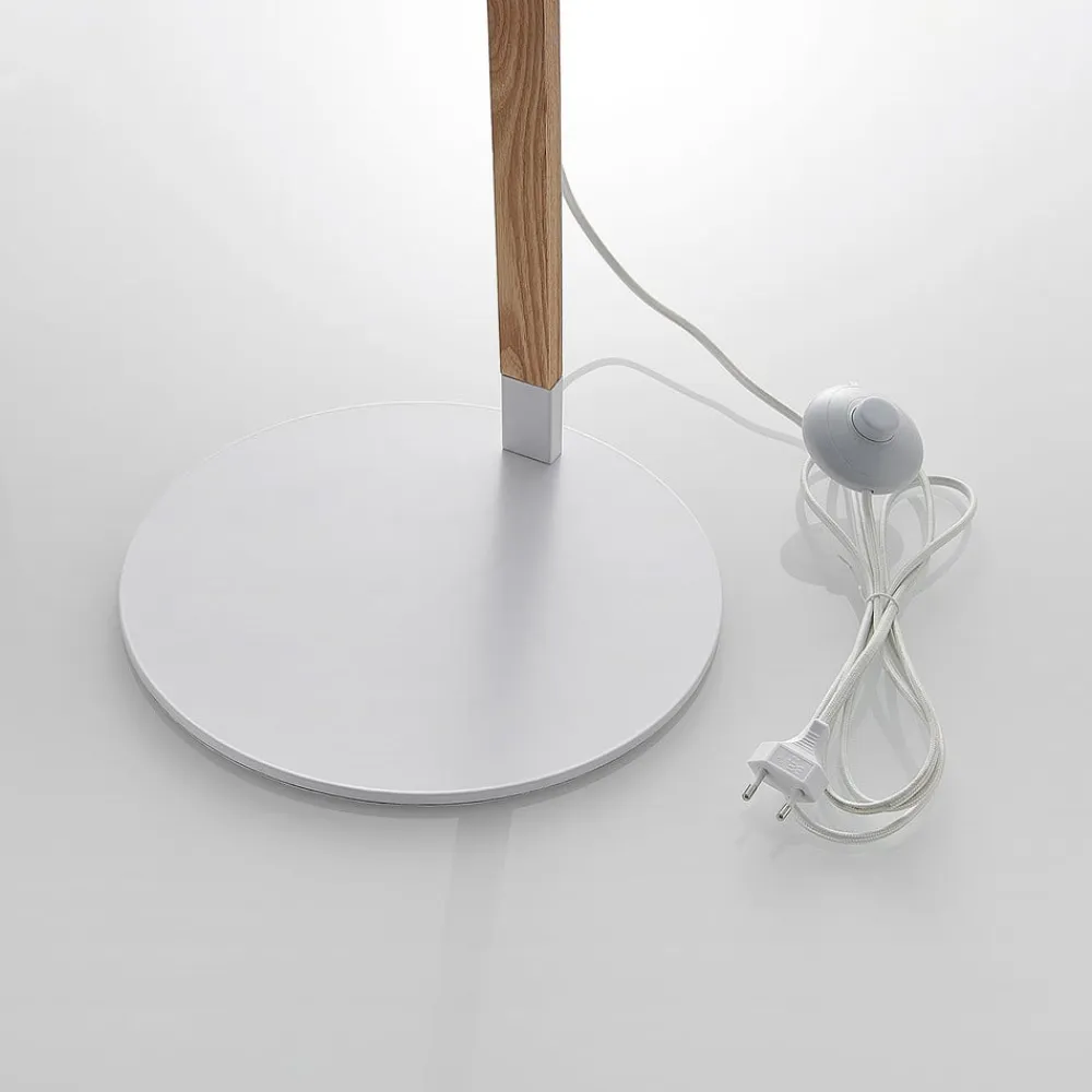 Tetja gulvlampe med træstang, hvid^Lindby Sale