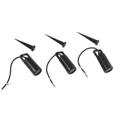 Lindby Thorgal lampe med jordspyd, Ø 6 cm, sort, sæt med 3 stk