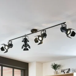 Lindby Gang|Loftlamper>Tilen loftspot, 4 lyskilder, sort, metal, 125 cm