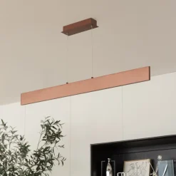 Lindby Pendellamper>Tinkodara LED-hængelampe, spisestue brun