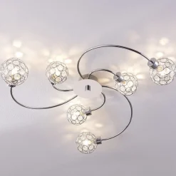 Lindby Loftlamper|Loftlamper>Tyron loftlampe, Ø 65 cm, krom, glas, metal