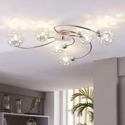 Lindby Loftlamper|Loftlamper>Tyron loftlampe, Ø 65 cm, krom, glas, metal