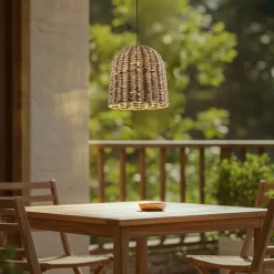 Lindby udendørs hængelampe Taryn, brun, plast, IP44 35cm