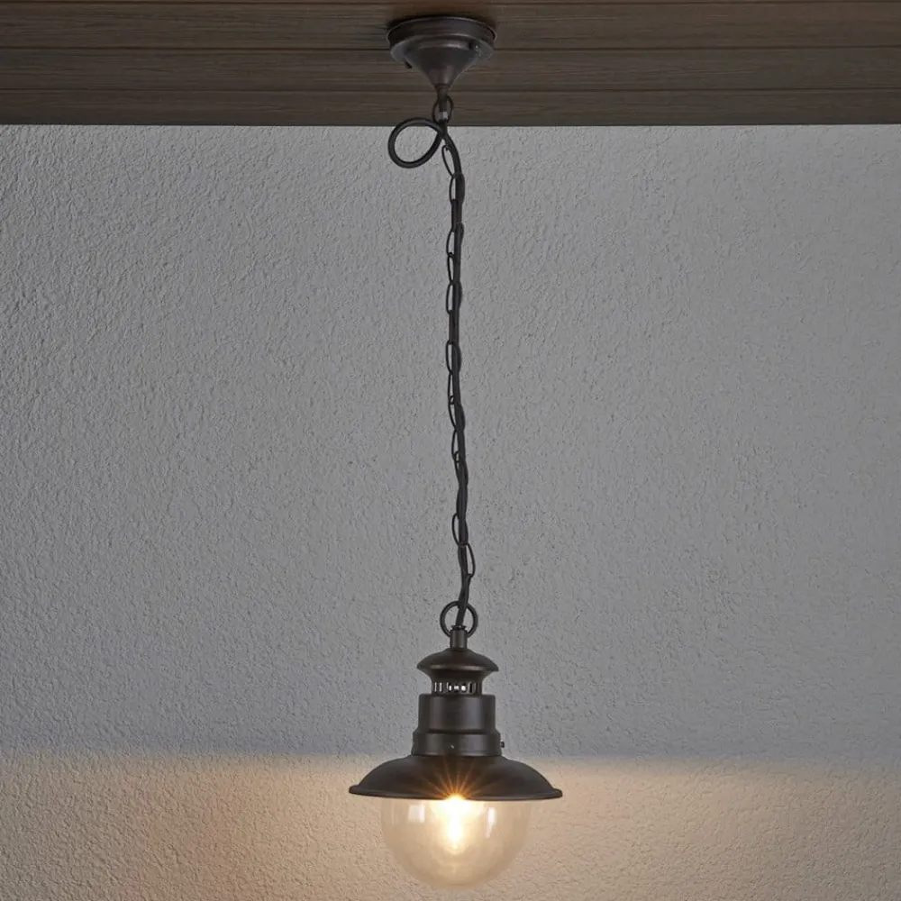 udendørs hængelampe Eddie, rust, metal, IP44, E27^Lindby Online