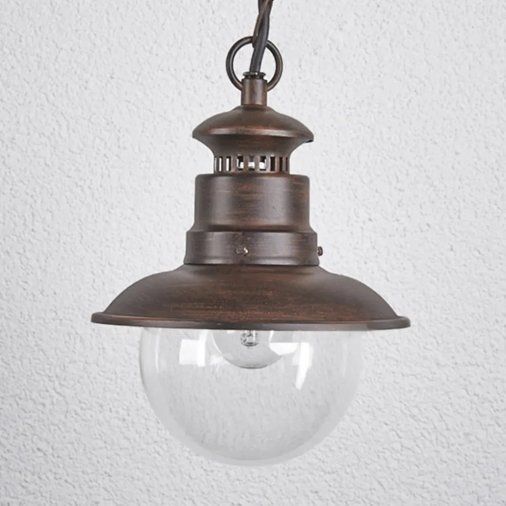 udendørs hængelampe Eddie, rust, metal, IP44, E27^Lindby Online