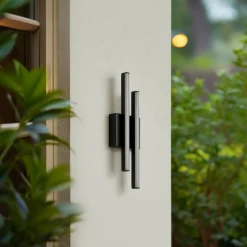 udendørs LED-væglampe Abelia, sort, aluminium, stål^Lindby Online