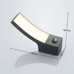 udendørs LED-væglampe Ilvita, sensor, antracit, IP54^Lindby New