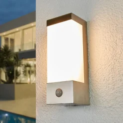 udendørs LED-væglampe Severina, 25 cm, sensor, stål^Lindby New