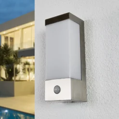 udendørs LED-væglampe Severina, 25 cm, sensor, stål^Lindby New