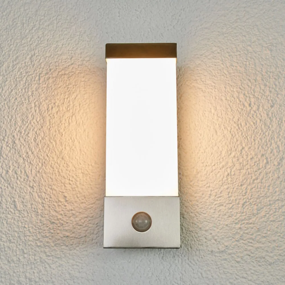 udendørs LED-væglampe Severina, 25 cm, sensor, stål^Lindby New