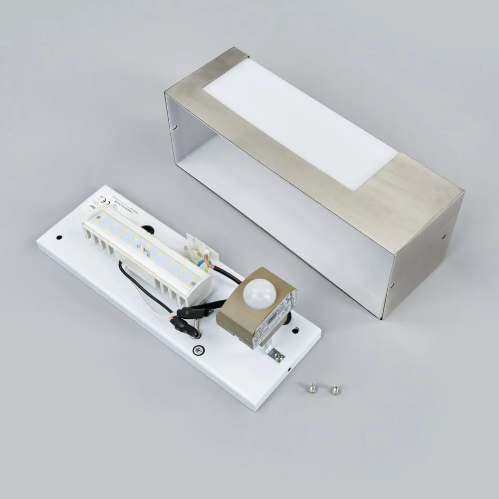 udendørs LED-væglampe Severina, 25 cm, sensor, stål^Lindby New