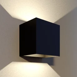 Lindby Væglamper>udendørs LED-væglampe Glyn, sort, metal, 12 cm, IP44