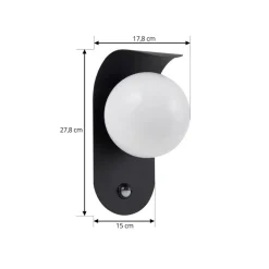 udendørs LED-væglampe Lacie, sensor, sort/hvid, aluminium^Lindby New