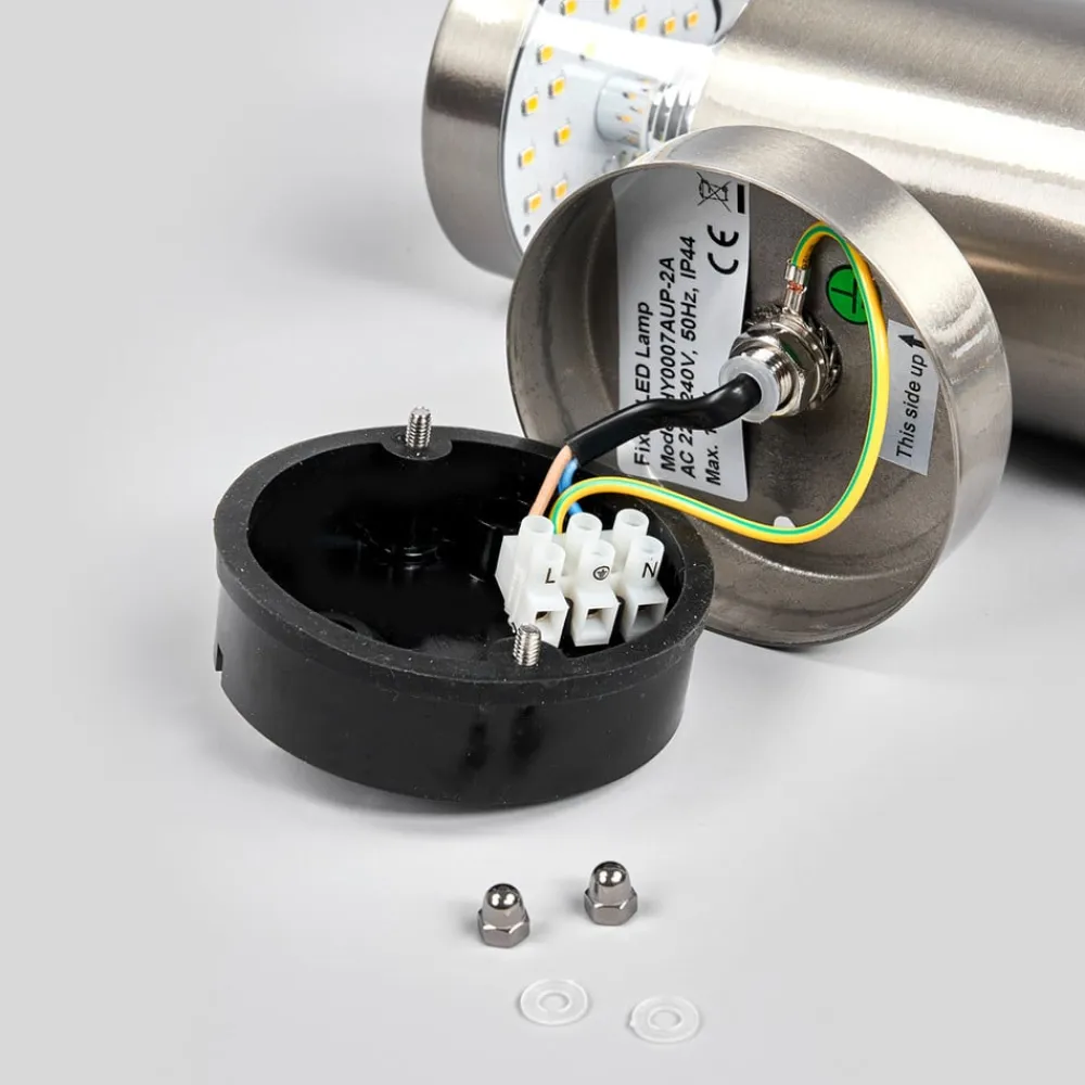 Lindby udendørs LED-væglampe Lanea, 21 cm, stål, IP44