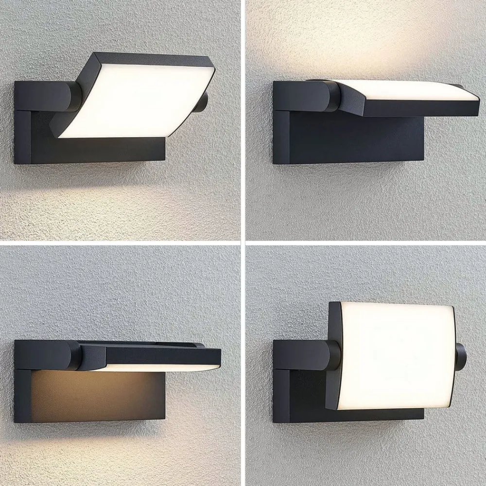udendørs LED-væglampe Sherin, antracit, drejelig^Lindby Outlet
