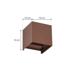 Lindby udendørs LED-væglampe Nivar, kantet, rust, metal, IP54