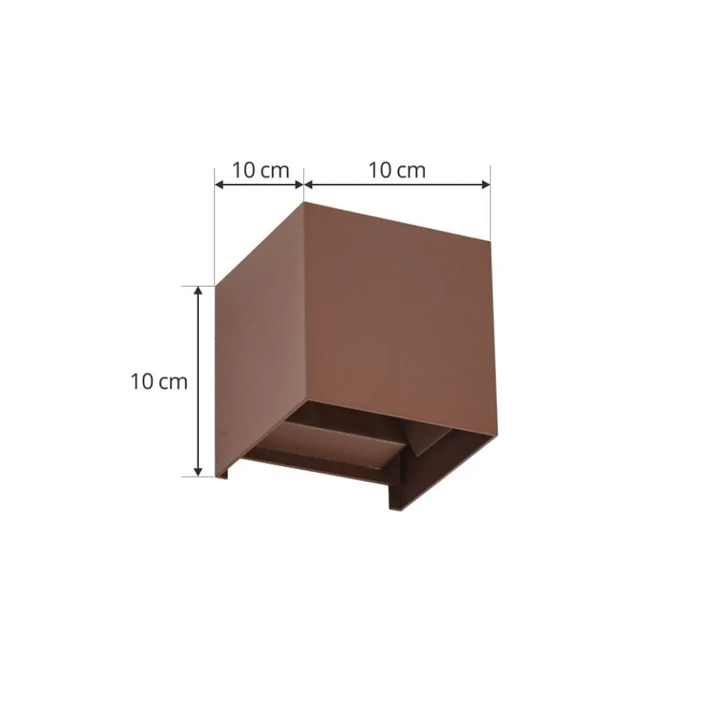 Lindby udendørs LED-væglampe Nivar, kantet, rust, metal, IP54