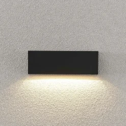 Lindby udendørs LED-væglampe Jarte, 24 cm, ned, grå, IP65