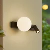Lindby Væglampe Med Sensor|Terrassebelysning>udendørs LED-væglampe Larcie, 35 cm, 2 lyskilder, aluminium, sensor
