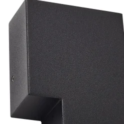 Lindby udendørs LED-væglampe Fendir, sort, aluminium, 10,5 cm