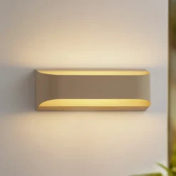 udendørs LED-væglampe Lenore, beige, metal, 36,5 cm^Lindby