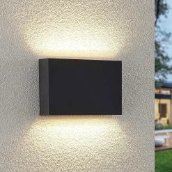 udendørs LED-væglampe Jarte, 20 cm, op/ned, grå, IP65^Lindby Best