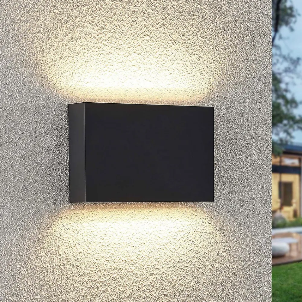 udendørs LED-væglampe Jarte, 20 cm, op/ned, grå, IP65^Lindby Best