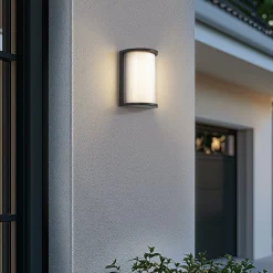 udendørs LED-væglampe Calvik, sort, riflet, IP44^Lindby New