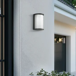 udendørs LED-væglampe Calvik, sort, riflet, IP44^Lindby New