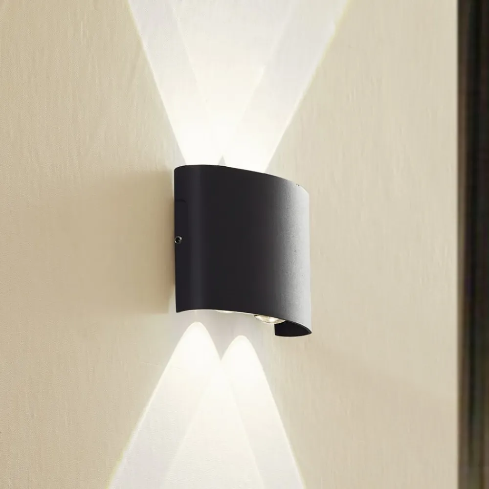 udendørs LED-væglampe Ithan, 2 lyskilder, antracit, metal^Lindby Hot