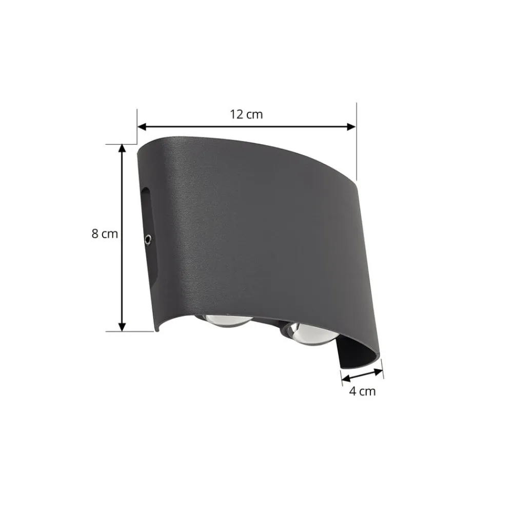 udendørs LED-væglampe Ithan, 2 lyskilder, antracit, metal^Lindby Hot