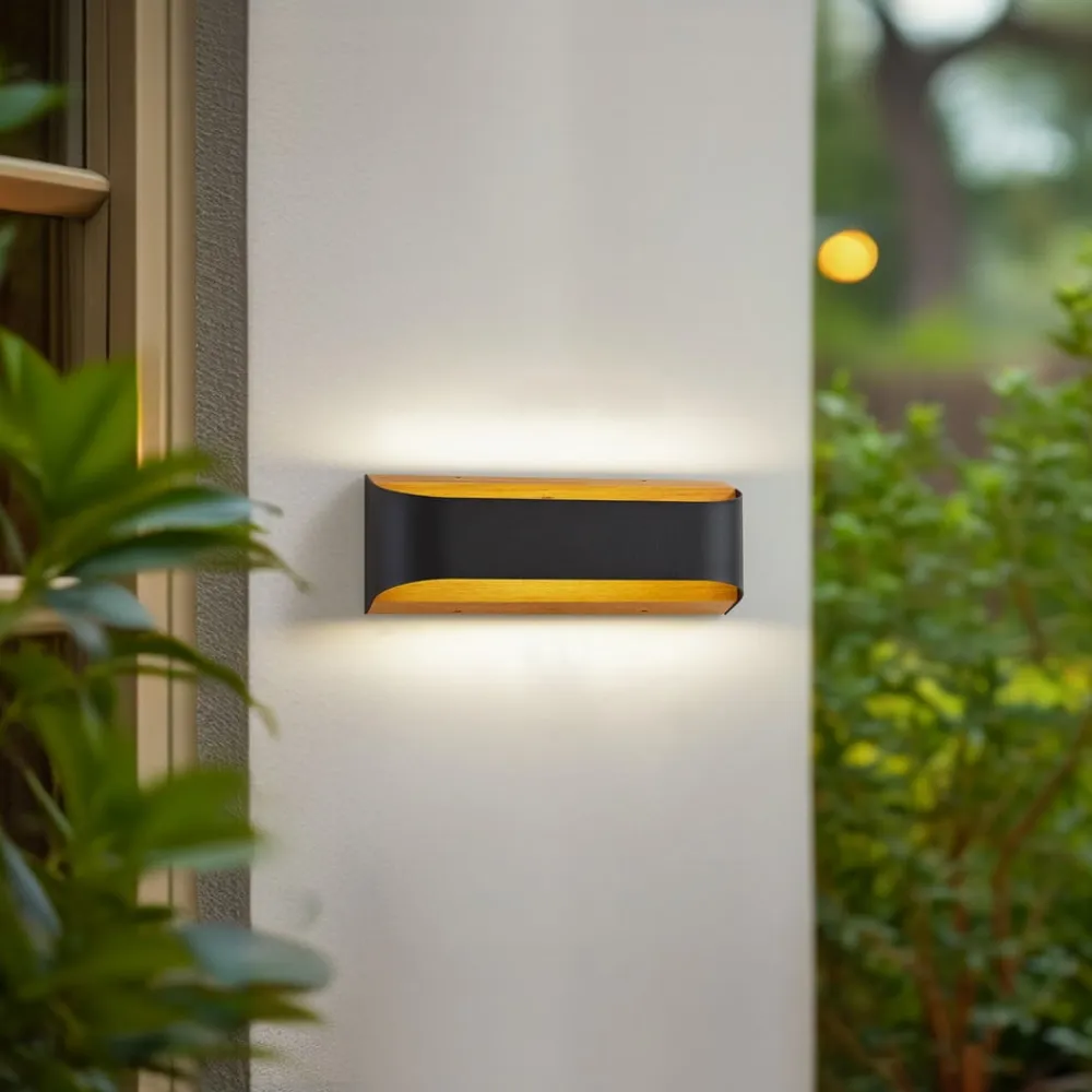 udendørs LED-væglampe Lenore, sort, metal, 36,5 cm^Lindby Clearance