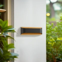 udendørs LED-væglampe Lenore, sort, metal, 36,5 cm^Lindby Clearance