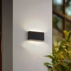 udendørs LED-væglampe Jarte, sort, metal, 17 cm, IP54^Lindby Best