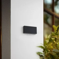 udendørs LED-væglampe Jarte, sort, metal, 17 cm, IP54^Lindby Best