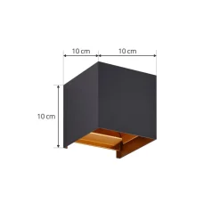 udendørs LED-væglampe Nivar, kantet, sort/guld, IP54^Lindby Discount