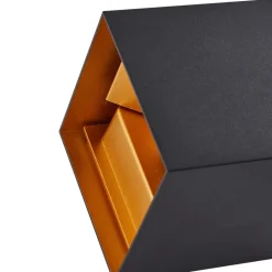 udendørs LED-væglampe Nivar, kantet, sort/guld, IP54^Lindby Discount