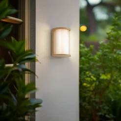 udendørs LED-væglampe Calvik, beige, riflet, IP44^Lindby Clearance