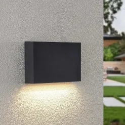Lindby Terrassebelysning|Væglamper>udendørs LED-væglampe Jarte, 20 cm, ned, grå, IP65