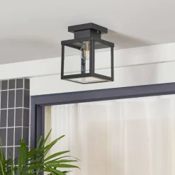 Lindby Terrassebelysning|Udendørs Loftlamper>udendørs loftlampe Mandus, sort, stål, 22 cm