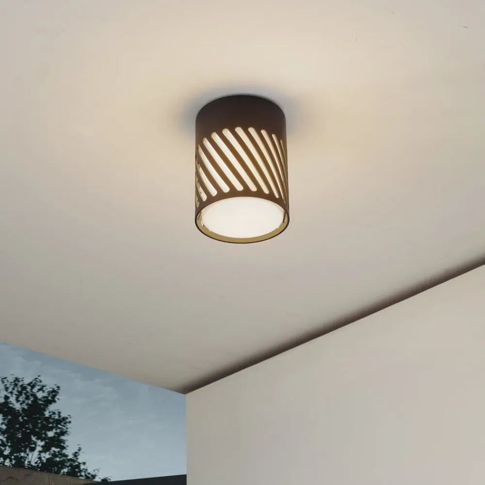 udendørs loftlampe Lurinda, 10,5 cm, sort, aluminium,^Lindby Hot