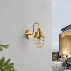 udendørs væglampe Adalie, messingfarvet, stål^Lindby Hot