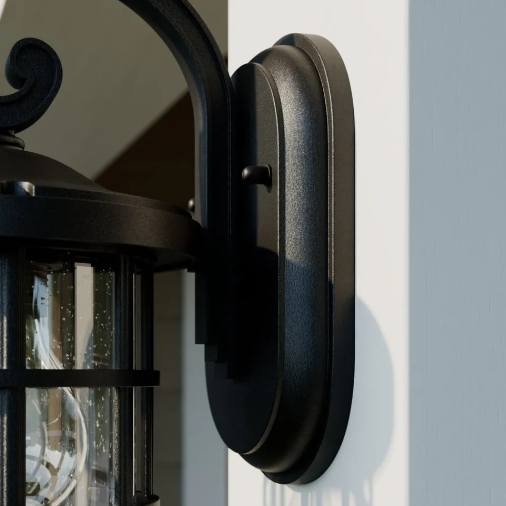 Lindby udendørs væglampe Ankea, sort, højde 28 cm, IP23, E27