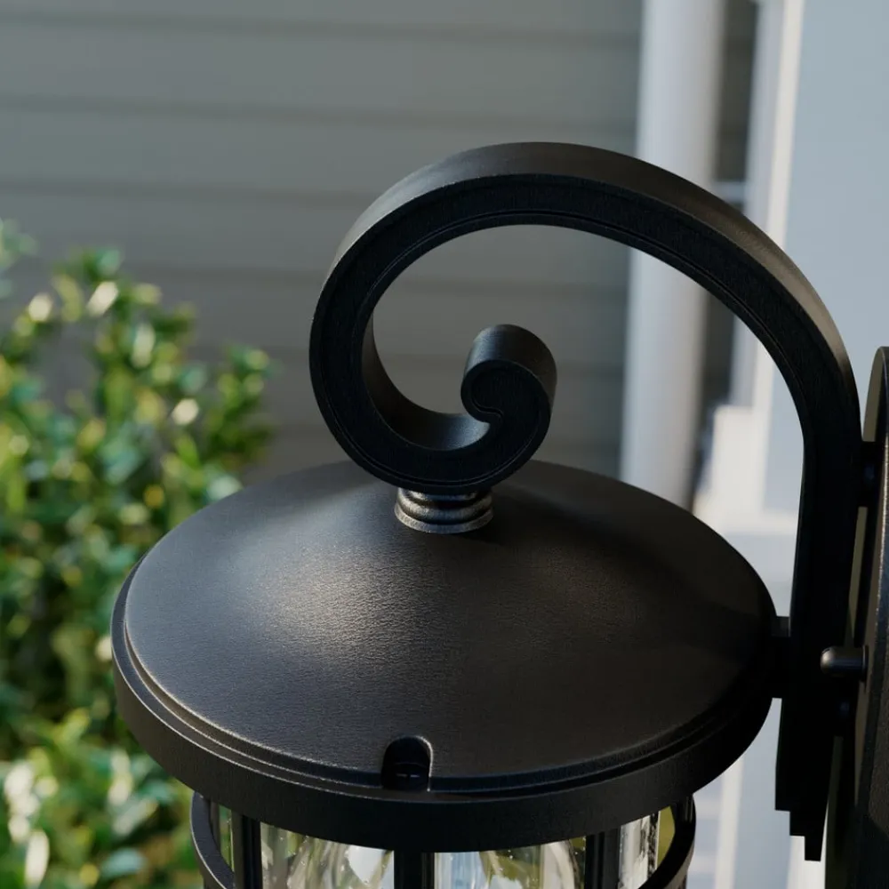 Lindby udendørs væglampe Ankea, sort, højde 28 cm, IP23, E27