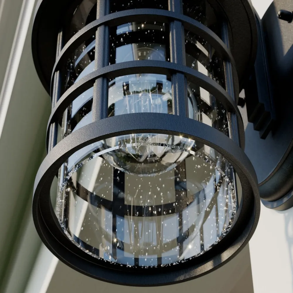 Lindby udendørs væglampe Ankea, sort, højde 28 cm, IP23, E27