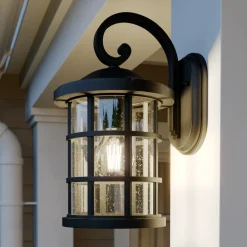 udendørs væglampe Ankea, sort, højde 37 cm, IP23, E27^Lindby Discount