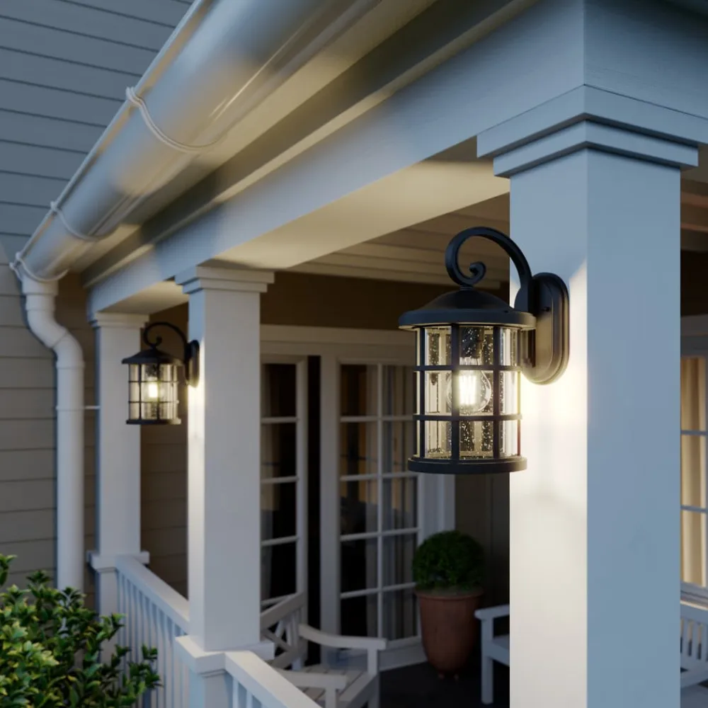 udendørs væglampe Ankea, sort, højde 37 cm, IP23, E27^Lindby Discount