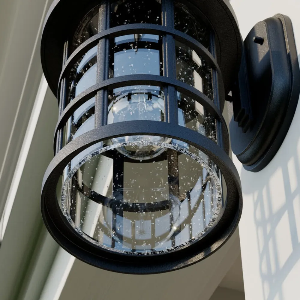 udendørs væglampe Ankea, sort, højde 37 cm, IP23, E27^Lindby Discount