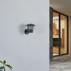 Lindby Væglamper>udendørs væglampe Belmiro, jern, 23,5 cm, E27, sort