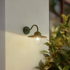 udendørs væglampe Bilma, grøn, glas, 29 cm høj^Lindby New